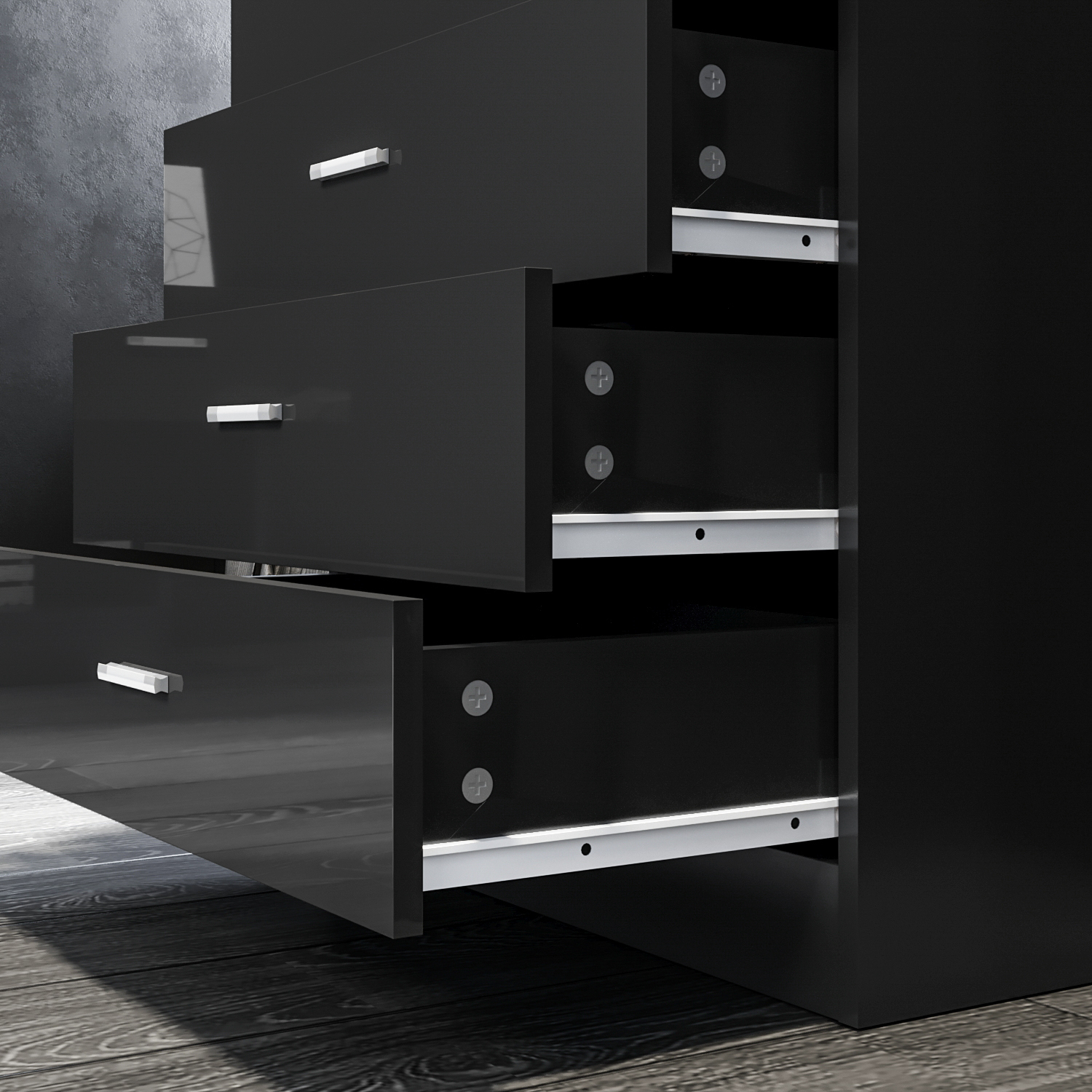 Chest of Drawers Black 4 Drawer Bedroom Furniture Clothes Organiser